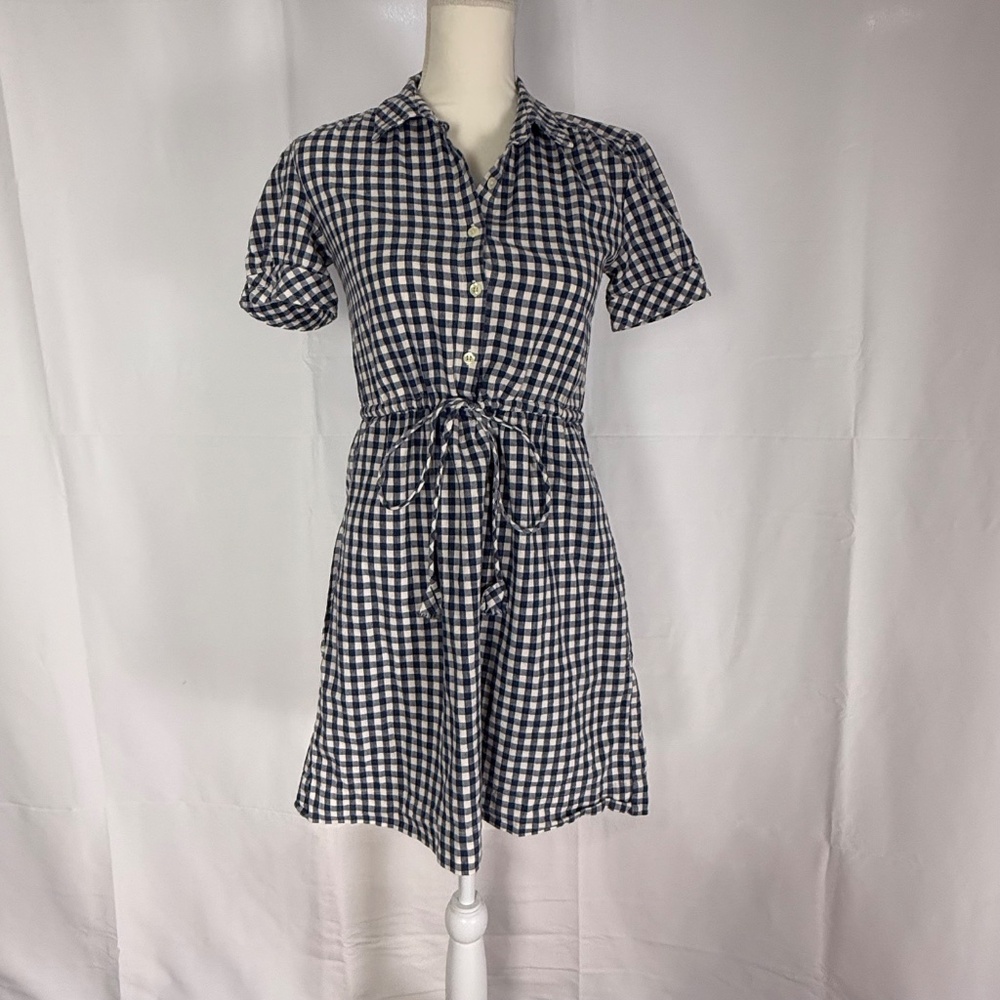 Anthropologie The Podolls Gingham Short Sleeve Shirt Dress, Tie Front, Size XS - Picture 2 of 13